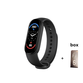 M6 Smart Bracelet Men Fitness Smart Wristband Women Sports Tracker Smart Watch Play Music Bracelet M6 Band For Adriod IOS (Color: Black with Box)